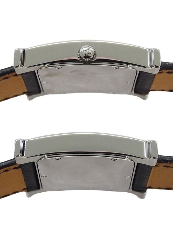 Hermes Watch Boys Quartz Stainless Steel Leather Silver Black A Polished main image 4
